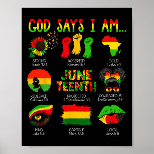 Black History Juneteenth God Says I Am Christian M Poster