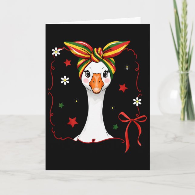 Black History Juneteenth Goose Coquette Bow Ndana  Card (Front)