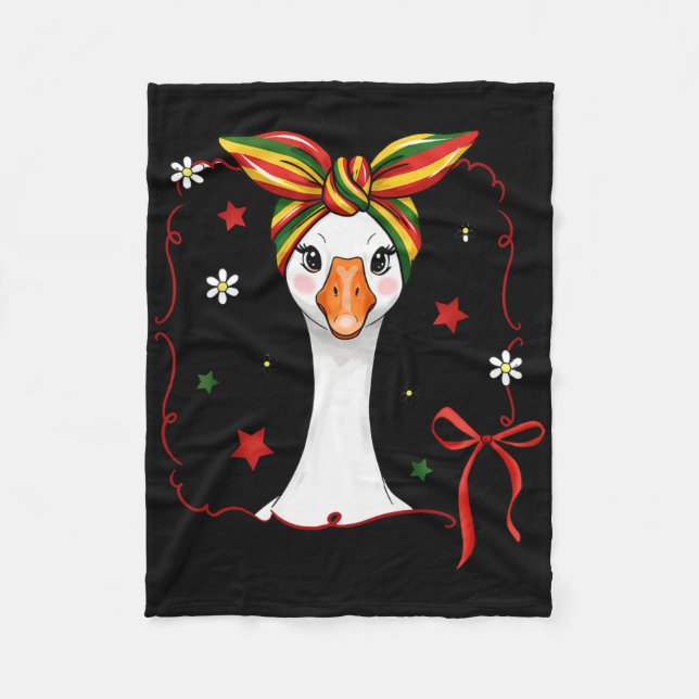 Black History Juneteenth Goose Coquette Bow Ndana  Fleece Blanket (Front)