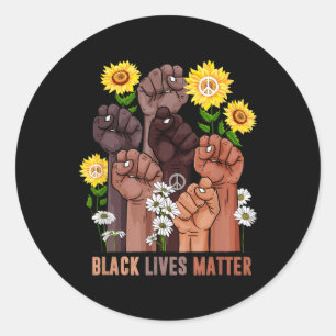 Black History Lives Rise Hand Sunflower Peace Afri Classic Round Sticker