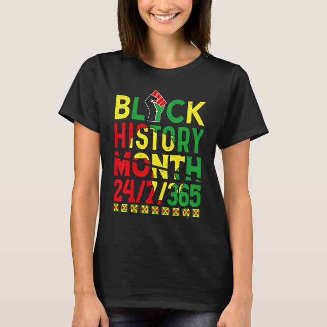 Black History Month 247365 Africa Map Melanin 2023 T-Shirt (Front)