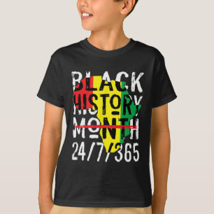 Black History Month 247365 Africa Map Melanin 2025 T-Shirt