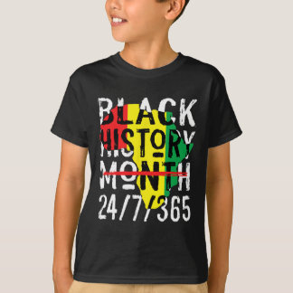 Black History Month 247365 Africa Map Melanin 2025 T-Shirt