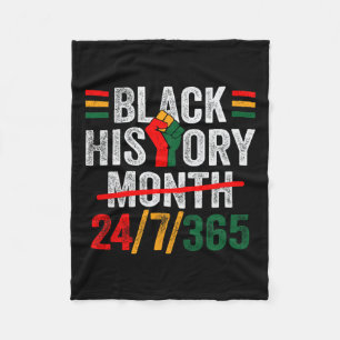 Black History Month 24 7 365 Fist African Men Wome Fleece Blanket
