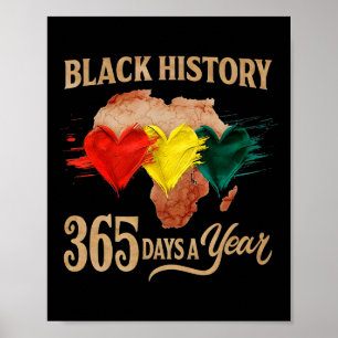 Black History Month 365 Days Map Afro African Amer Poster