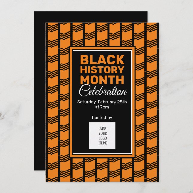 Black History Month ADD PHOTO LOGO Invitation (Front/Back)
