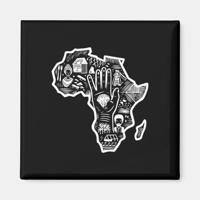 Black History Month Africa Map Design Unity Art  Magnet (Front)