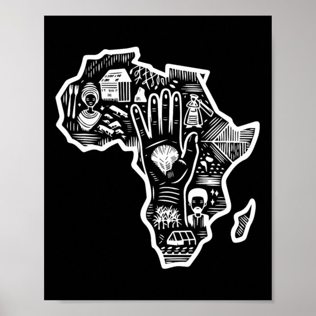 Black History Month Africa Map Design Unity Art  Poster (Front)