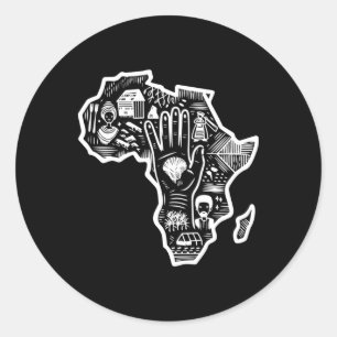 Black History Month Africa Map Design Unity Art St Classic Round Sticker