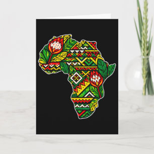 Black History Month Africa Map Kente Tril Floral A Card