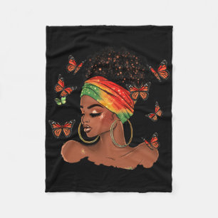 Black History Month African American Butterfly Jun Fleece Blanket