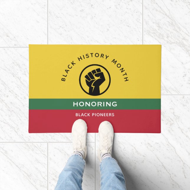 Black History Month African American Curved Text Doormat (Indoor)
