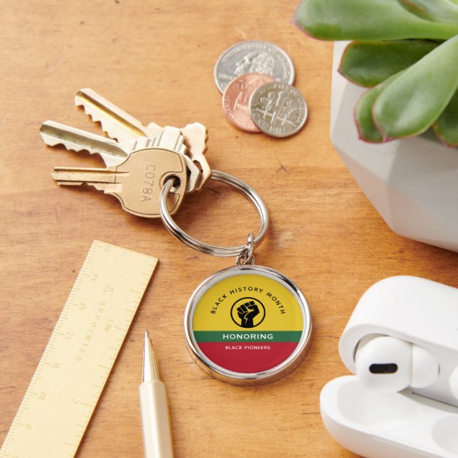 Black History Month African American Curved Text Key Ring (Desk)