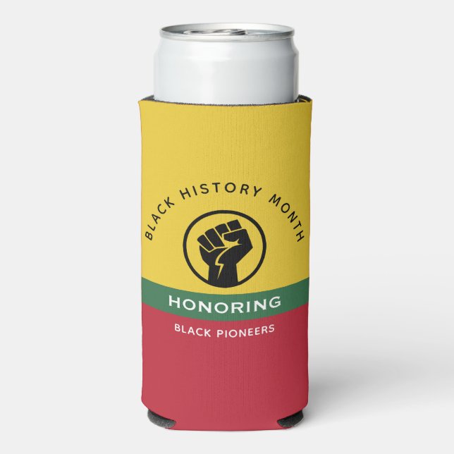 Black History Month African American Curved Text Seltzer Can Cooler (Seltzer Back)