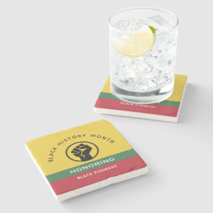 Black History Month African American Curved Text Stone Coaster