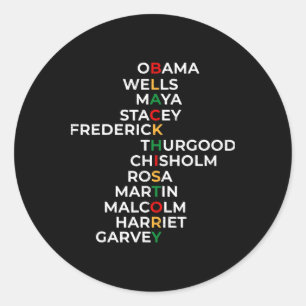 Black History Month African American Leaders Word Classic Round Sticker