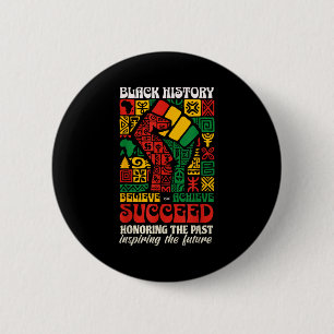 Black History Month African Believe Achieve Succee 6 Cm Round Badge