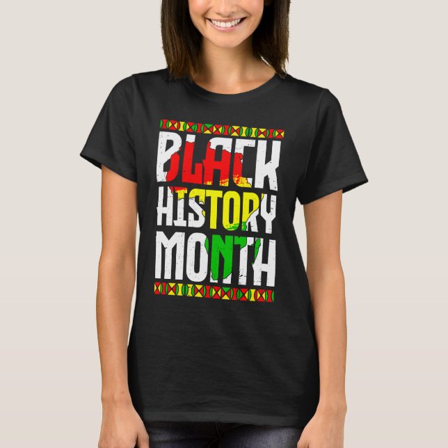 Black History Month African Map Flag Afro Freedom T-Shirt (Front)