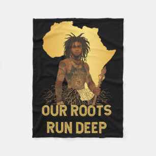 Black History Month African Roots Run Deep Heritag Fleece Blanket