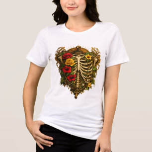 Black History Month African Skeleton Queen Floral Tri-Blend Shirt
