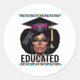 Black History Month African Woman Pretty Black And Classic Round Sticker