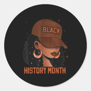 Black History Month Afro Melanin Black Women Afro  Classic Round Sticker
