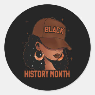 Black History Month Afro Melanin Black Women Afro  Classic Round Sticker
