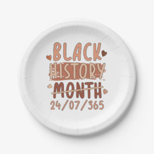 Black History Month Afro Melanin Black Women Afro Paper Plate