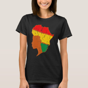 Black History Month Afro Woman Map of Africa T-Shirt