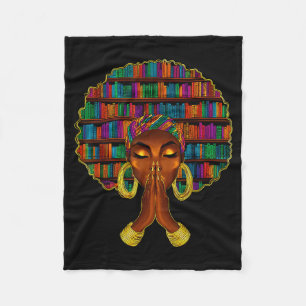 Black History Month Afro Women Book Lover Libraria Fleece Blanket