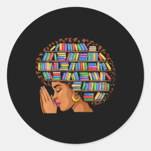 Black History Month Afro Women Girls Book Lover Li Classic Round Sticker