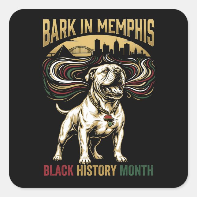Black History Month American Bulldog Cultural Art Square Sticker (Front)