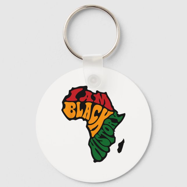 Black History Month Apparel Africa Map Kente Cloth Key Ring (Front)