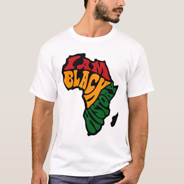 Black History Month Apparel Africa Map Kente Cloth T-Shirt (Front)