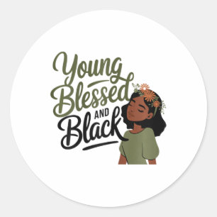 Black History Month Awareness Blessed Black Melani Classic Round Sticker