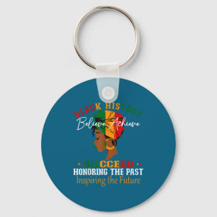 Black history month believe achieve succeed key ring