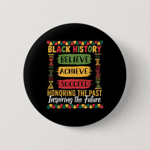Black History Month Believe Achieve Succeed Melani 6 Cm Round Badge