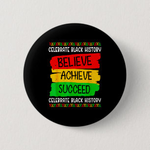Black History Month Believe Achieve Succeed Melani 6 Cm Round Badge