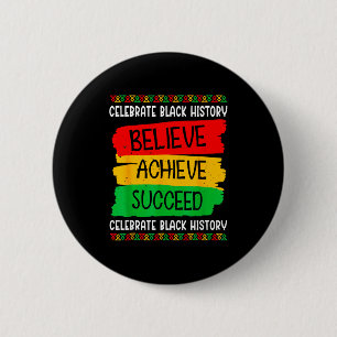 Black History Month Believe Achieve Succeed Melani 6 Cm Round Badge