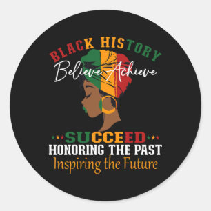 Black History Month Believe Achieve Succeed Melani Classic Round Sticker