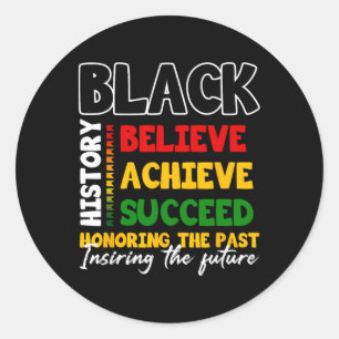 Black History Month Believe Achieve Succeed Melani Classic Round Sticker