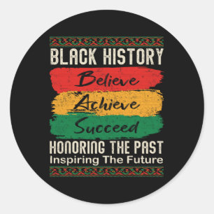 Black History Month Believe Achieve Succeed Melani Classic Round Sticker
