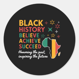 Black History Month Believe Achieve Succeed Melani Classic Round Sticker