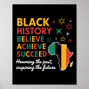 Black History Month Believe Achieve Succeed Melani Poster