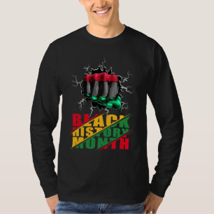 Black History Month BHM Afro Pride Hand Fist Black T-Shirt