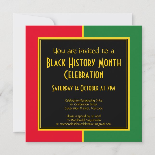 BLACK HISTORY MONTH BHM Celebration Invitation (Front)