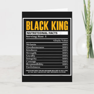 Black History Month Black King Nutritional Facts  Card
