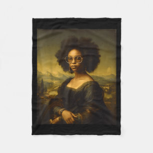Black History Month Black Mona Lisa African Americ Fleece Blanket