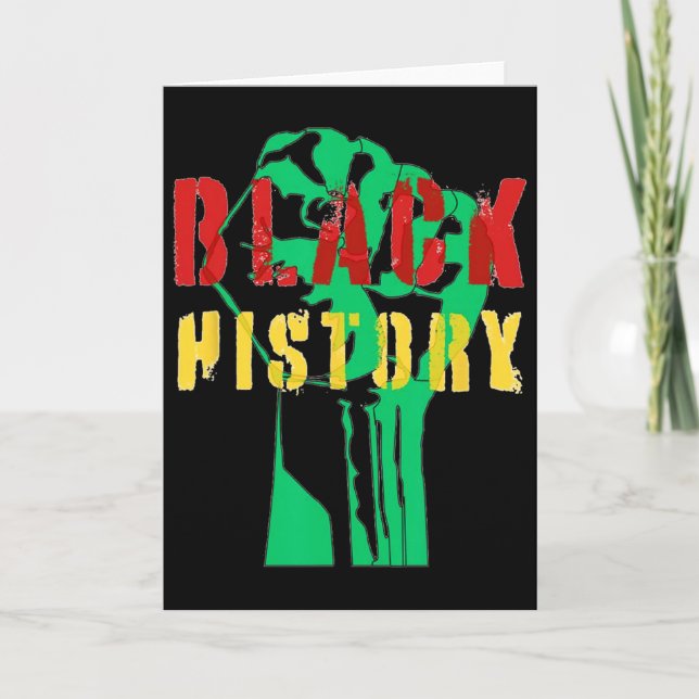 Black History Month, Black Power Fist  Card (Front)