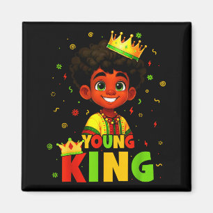 Black History Month Black Young King Afro Hair Kid Magnet